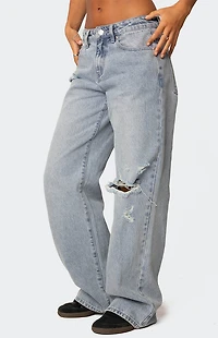 Edikted Adam Distressed Wide Leg Jeans