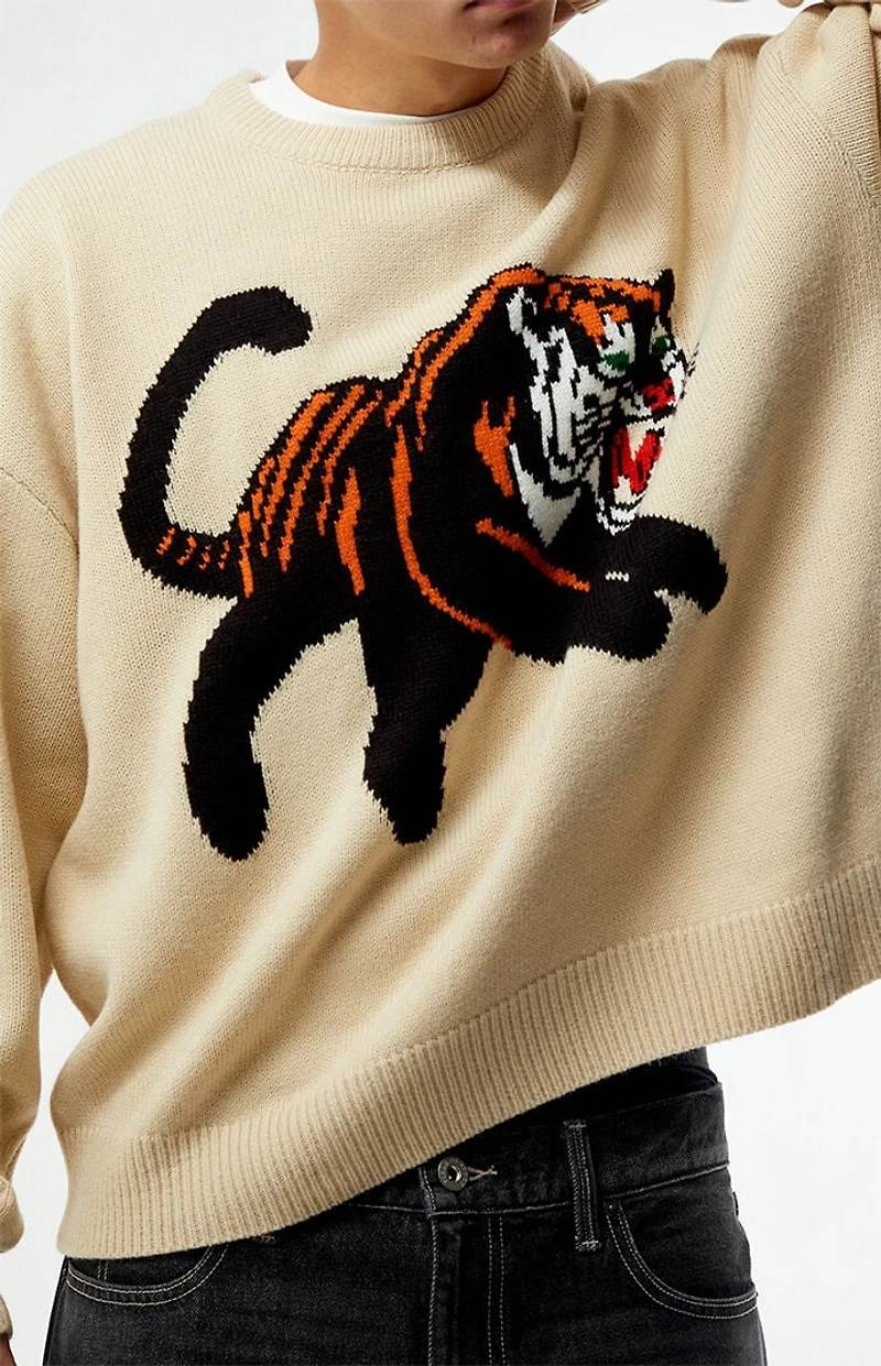 Pacsun Tiger Knit Crew Neck Sweater