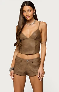 Edikted Idara Faux Leather Corset