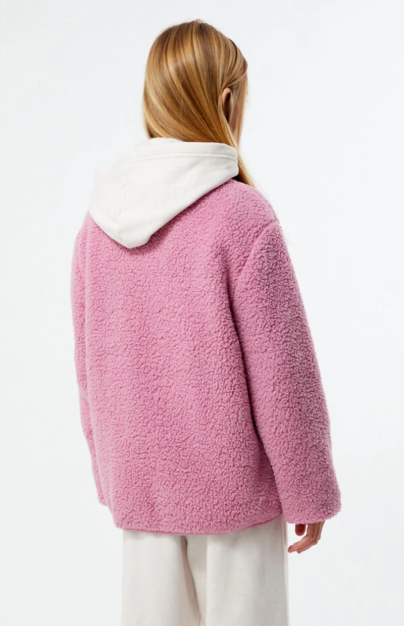 Pacsun Kids Mauve Sherpa Full Zip Shacket