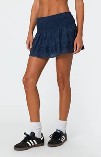 Edikted Scrunchy Ruffled Eyelet Mini Skirt