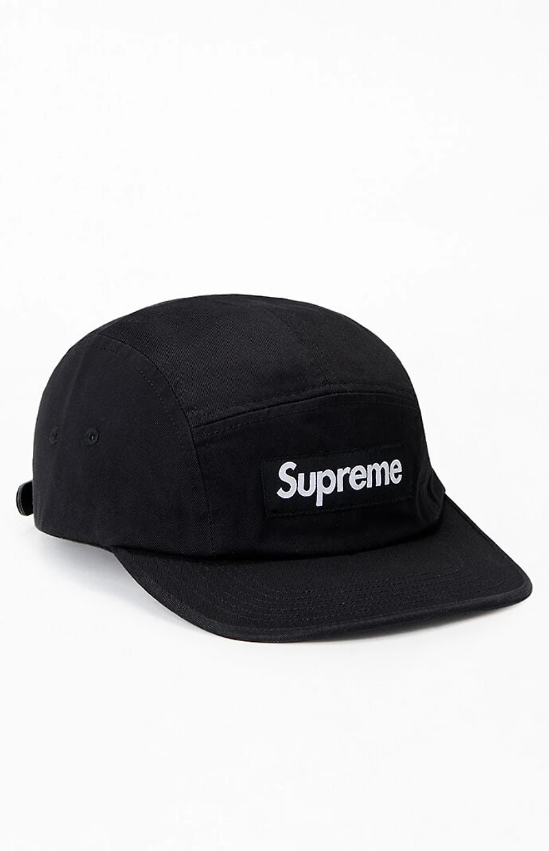 Supreme Black Washed Chino Twill Camp Hat