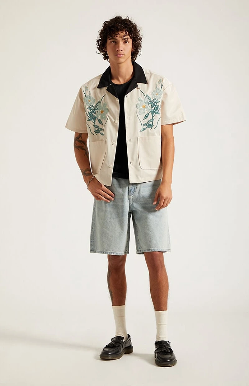 Pacsun Parker Baggy Denim Shorts Light Blue Tint