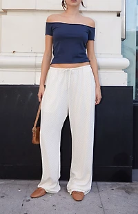 John Galt Navy Bonnie Off-The-Shoulder Top