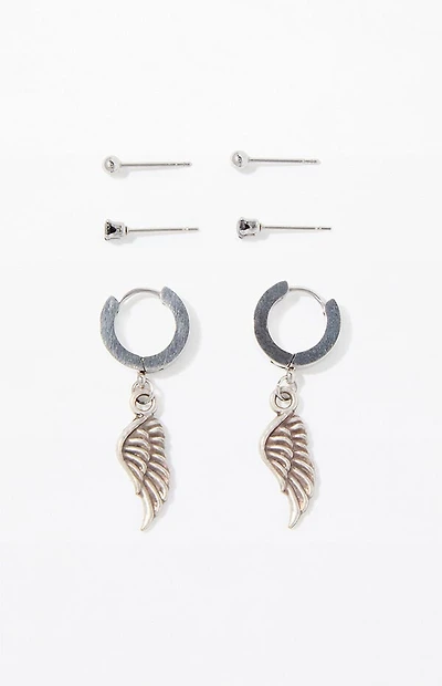 Pacsun 3 Pack Silver Angel Wing Earrings