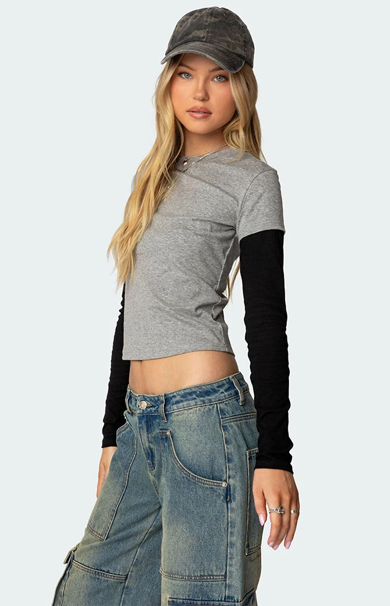 Edikted Lucine Layered Long Sleeve T-Shirt