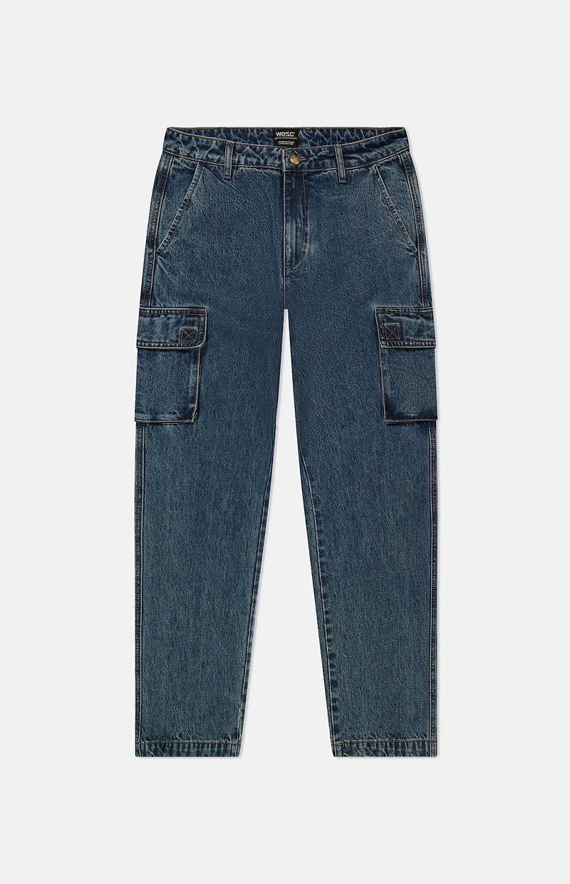 WeSC Medium Blue Denim Cargo Pants