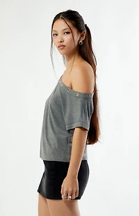 Your Favorite Moxie Off-The-Shoulder Grommet Top