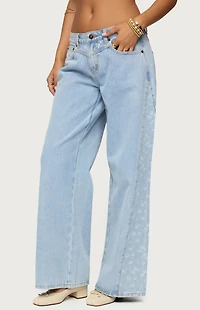 Edikted Floral Split Low Rise Jeans
