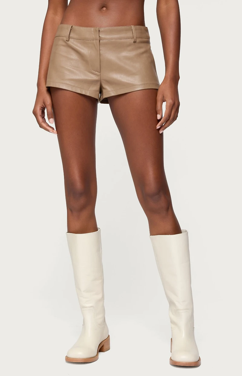 Edikted Melaney Faux Leather Micro Shorts