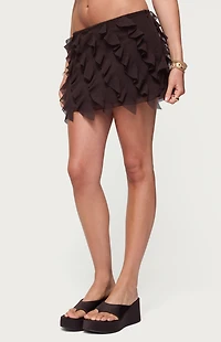 Edikted Clare Chiffon Ruffled Mini Skirt