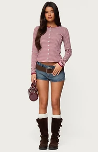 Edikted Rayla Striped Button Up Top