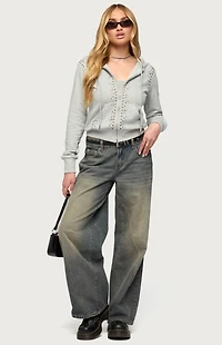 Edikted Patricia Studded Zip Up Hoodie