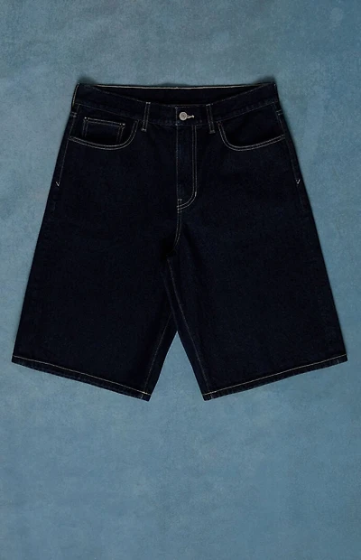 Pacsun Austin Extreme Baggy Denim Shorts Dark Blue
