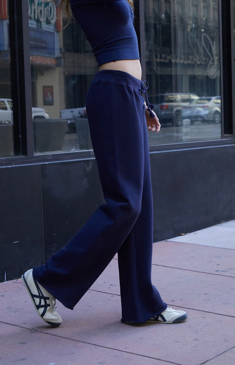 John Galt Blue Rosa Wide Leg Sweatpants