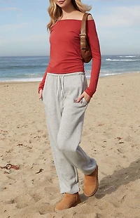 John Galt Red Bonnie Off-The-Shoulder Top