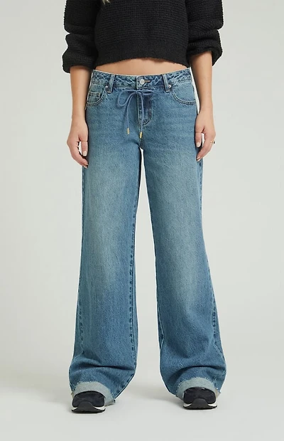 Pacsun Casey Low Rise Baggy Jeans Drawstring Medium Indigo