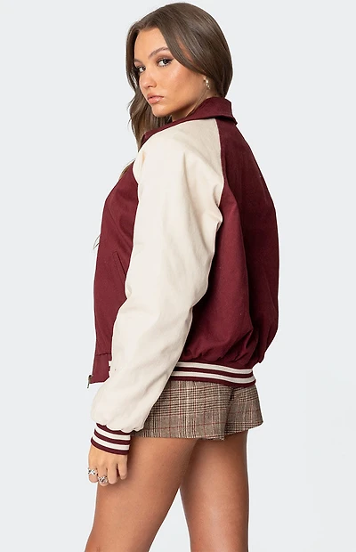 Edikted Varsity Oversized Bomber Jacket