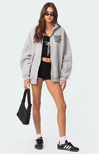 Edikted Everything's Ok Zip-Up Oversized Hoodie