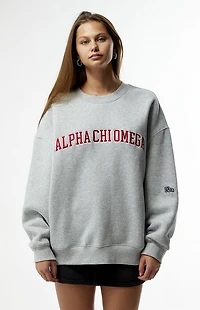 HYPE & VICE Alpha Chi Omega Offside Crew Neck Oversized Sweatshirt