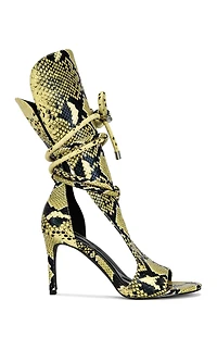 AZALEA WANG Women's Bocker Yellow Snake Stiletto Sandals