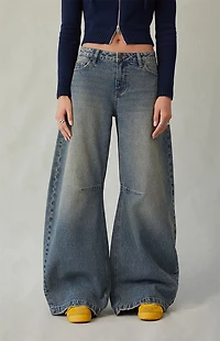 Pacsun Remi Baggy Barrel Jeans Knee Dart Dark Indigo