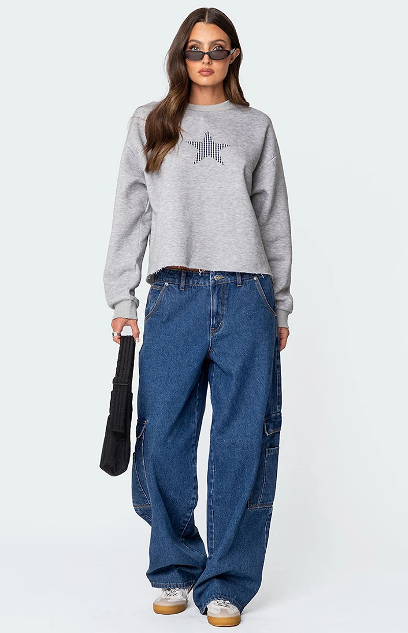 Edikted Gingham Star Sweatshirt
