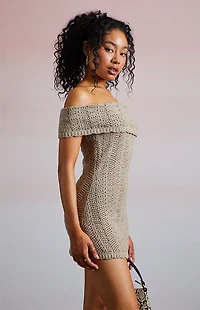 Third Charm Crochet Off-The-Shoulder Mini Dress