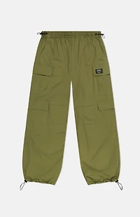 WeSC Olive Parachute Wide Leg Baggy Trousers