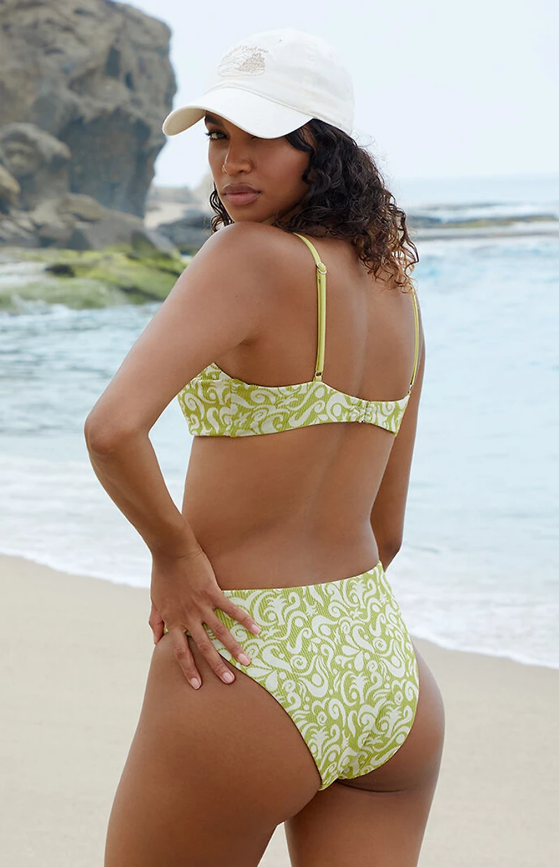 Dippin' Daisy's Green Ribbed Zen Knotted Triangle Bikini Top