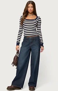 Edikted Heart Pockets Low Rise Baggy Jeans