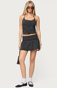 Edikted Moria Striped Fold Over Mini Skirt