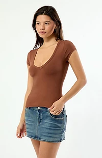 Your Favorite Lucy Deep V Short Sleeve Top