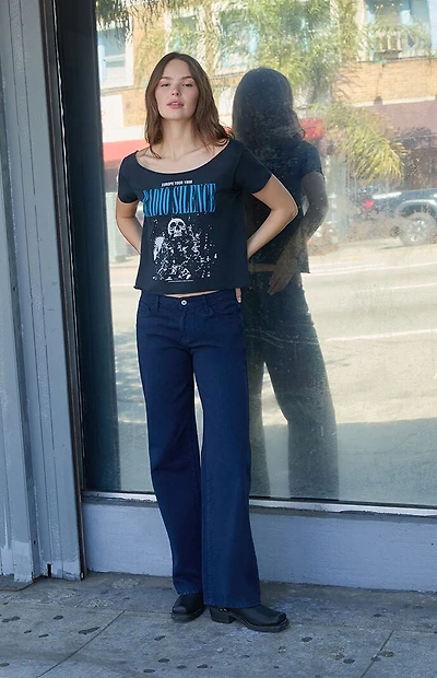 John Galt Navy Wide Leg Pants