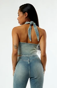 Playboy By PacSun Denim Halter Top