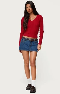 Edikted Ashlee V Neck Cable Knit Top