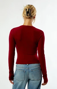 True Religion Ribbed Henley Long Sleeve Top