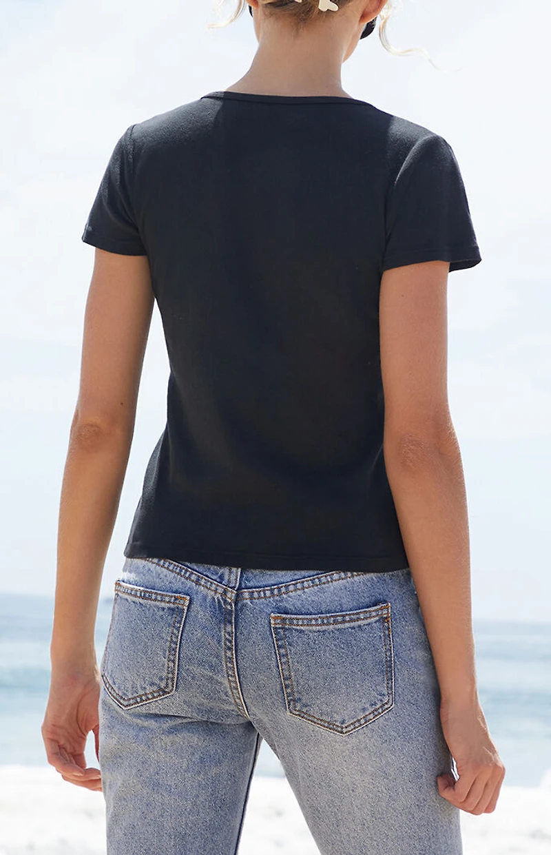 John Galt Butterfly Embroidered Short Sleeve Top