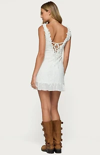 Edikted Shayla Ruffle Textured Mini Dress