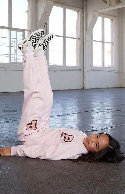 Pacsun Kids Pink Varsity Patch Jogger Sweatpants