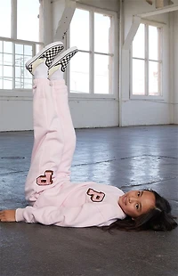 Pacsun Kids Pink Varsity Patch Jogger Sweatpants