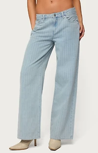 Edikted Pinstripe Low Rise Jeans
