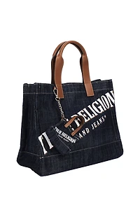 True Religion Medium Logo Dark Denim Tote Bag