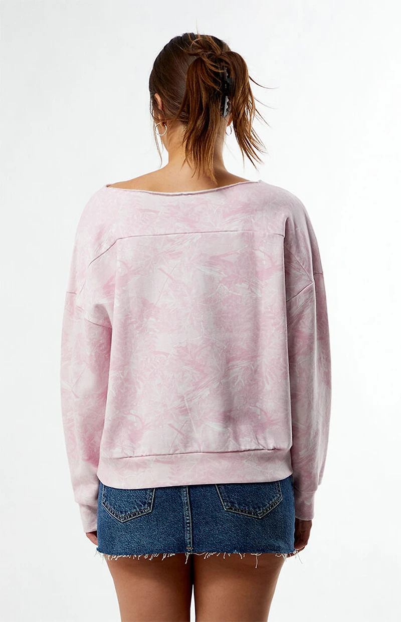 Pacsun Pink Camo Off-The-Shoulder Sweatshirt