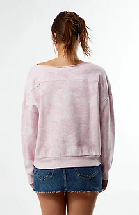 Pacsun Pink Camo Off-The-Shoulder Sweatshirt