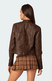 Edikted Teddi Washed Faux Leather Jacket