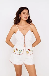 MINKPINK Santorini Embroidered Shorts