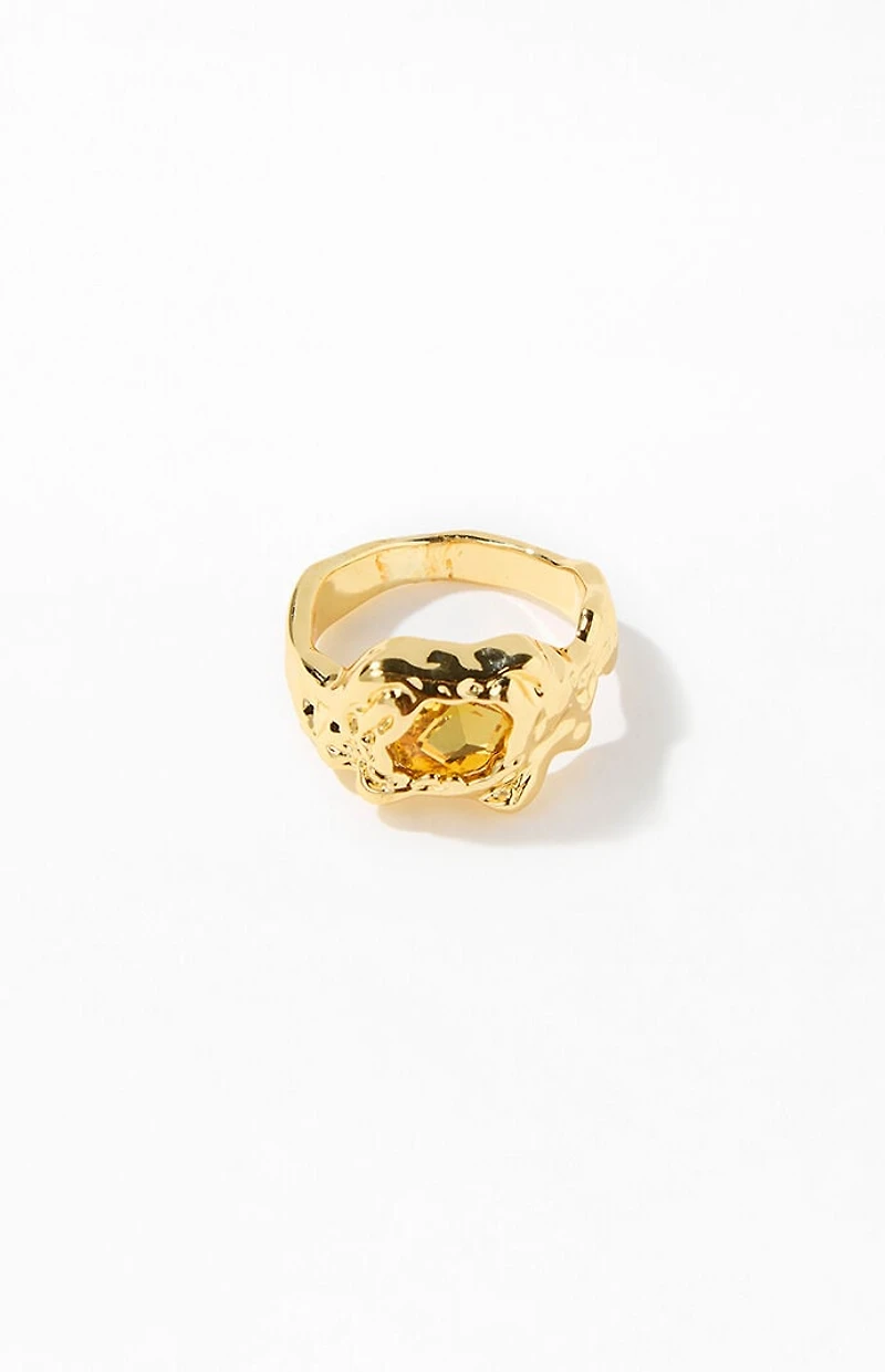 Pacsun Gold Gemstone Ring