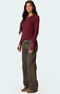 Edikted Waffle Long Sleeve T-Shirt