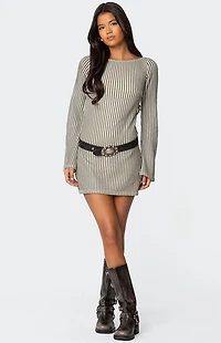 Edikted Boat Neck Crochet Mini Dress